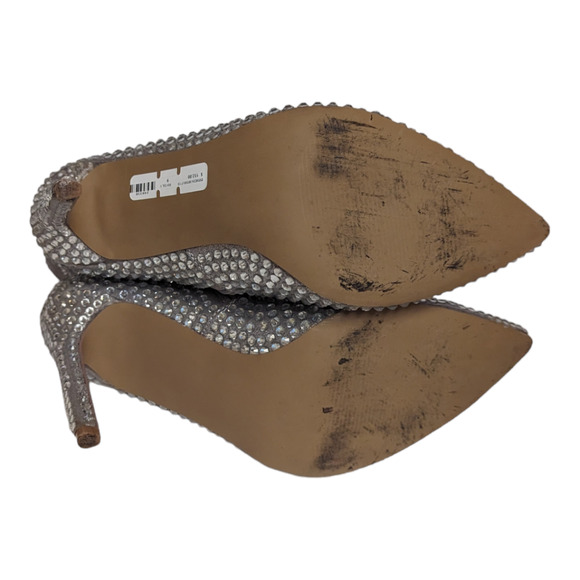 Steve Madden Winnings Rhinestone Silver Stiletto Ankle Boot 9 - Picture 5 of 12